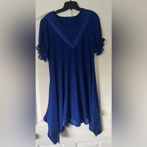 Cute Holiday Dress with Asymmetrical Hem